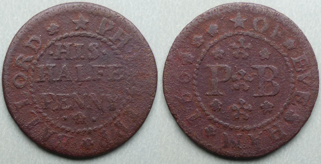 Evesham, Phillipp Ballord 1664 halfpenny